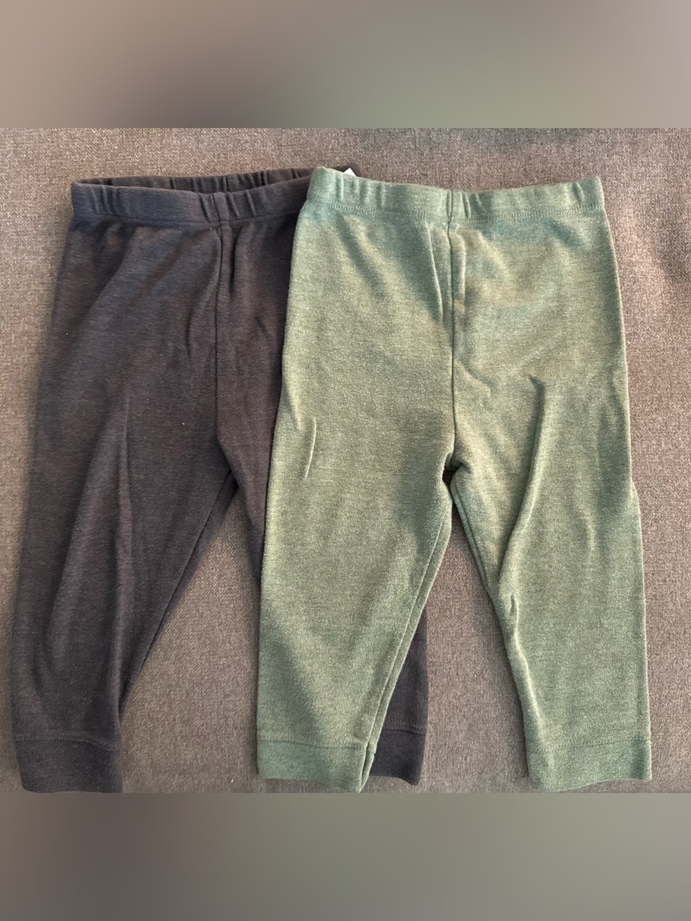 Cloud Island Olive Green and Charcoal Gray 100% Cotton Pants 12 Months